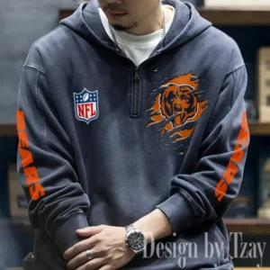 Chicago Bears Half Zipper Sweatshirt Hooded AMCHZS038