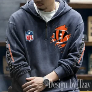 Cincinnati Bengals Half Zipper Sweatshirt Hooded AMCHZS039