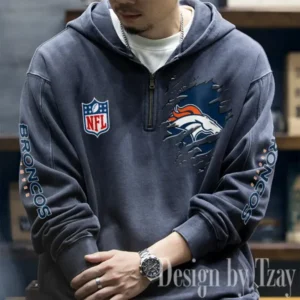 Denver Broncos Half Zipper Sweatshirt Hooded AMCHZS042