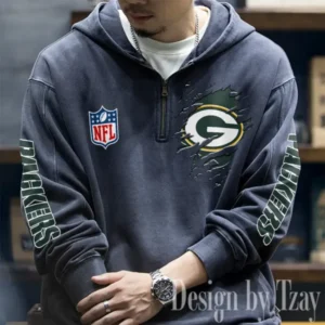 Green Bay Packers Half Zipper Sweatshirt Hooded AMCHZS044