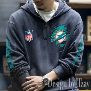 Miami Dolphins Half Zipper Sweatshirt Hooded AMCHZS052
