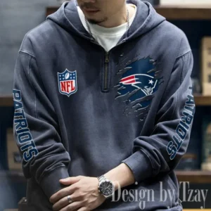 New England Patriots Half Zipper Sweatshirt Hooded AMCHZS054
