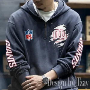 New York Giants Half Zipper Sweatshirt Hooded AMCHZS056