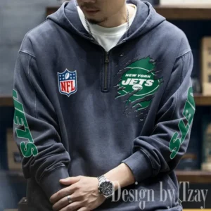 New York Jets Half Zipper Sweatshirt Hooded AMCHZS057