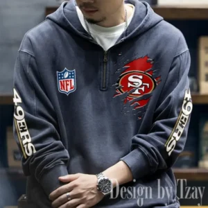 San Francisco 49ers Half Zipper Sweatshirt Hooded AMCHZS060