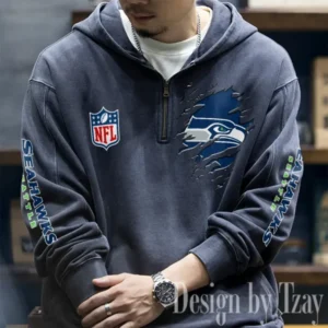 Seattle Seahawks Half Zipper Sweatshirt Hooded AMCHZS061