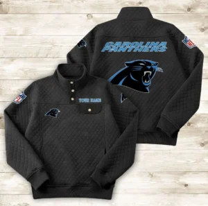 Carolina Panthers Button Stand-up Collar Sweatshirt AMCBSCS005