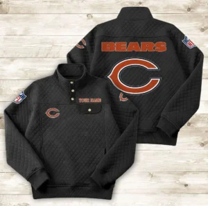 Chicago Bears Button Stand-up Collar Sweatshirt AMCBSCS006