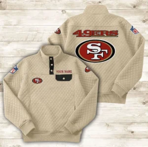 San Francisco 49ers Button Stand-up Collar Sweatshirt AMCBSCS028