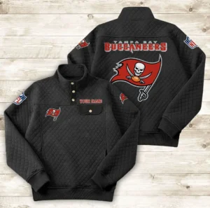 Tampa Bay Buccaneers Button Stand-up Collar Sweatshirt AMCBSCS030