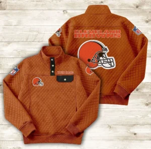 Cleveland Browns Button Stand-up Collar Sweatshirt AMCBSCS008