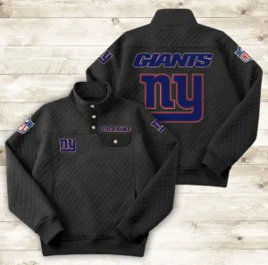 New York Giants Button Stand-up Collar Sweatshirt AMCBSCS024
