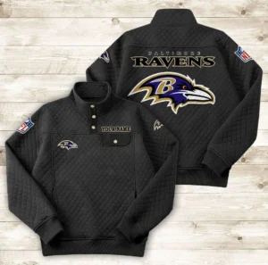 Baltimore Ravens Button Stand-up Collar Sweatshirt AMCBSCS003
