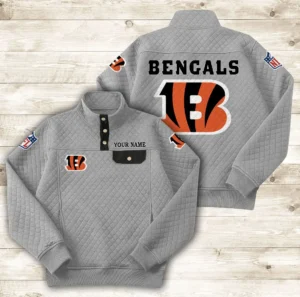 Cincinnati Bengals Button Stand-up Collar Sweatshirt AMCBSCS007