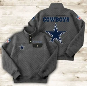 Dallas Cowboys Button Stand-up Collar Sweatshirt AMCBSCS009