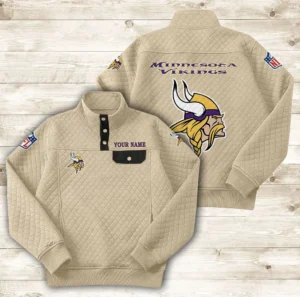 Minnesota Vikings Button Stand-up Collar Sweatshirt AMCBSCS021
