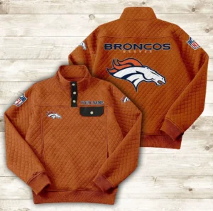 Denver Broncos Button Stand-up Collar Sweatshirt AMCBSCS010