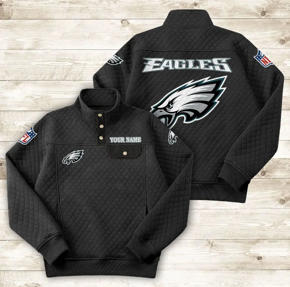 Philadelphia Eagles Button Stand-up Collar Sweatshirt AMCBSCS026 - Image 2
