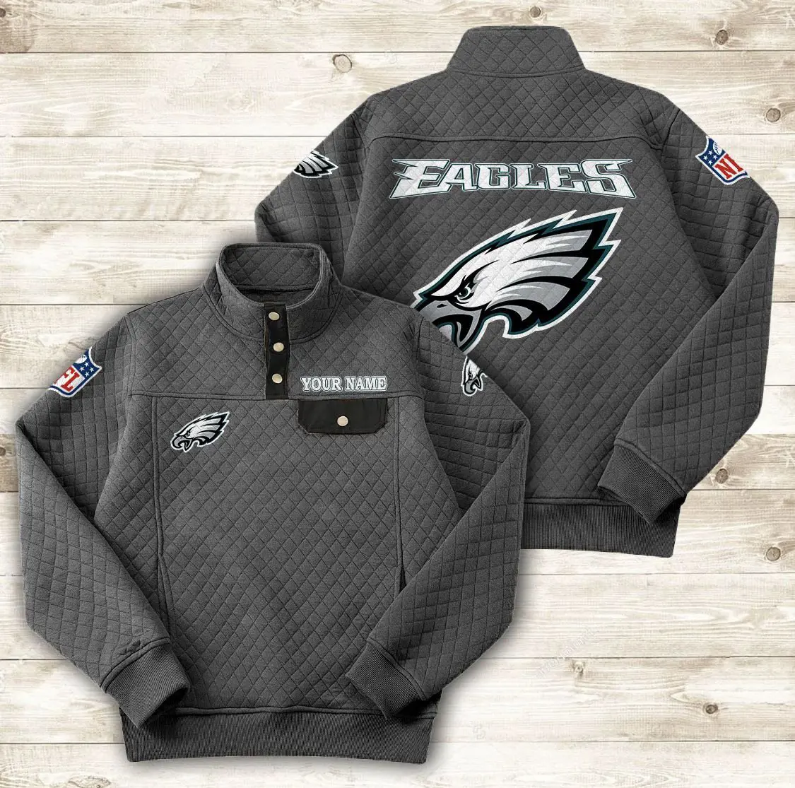 Philadelphia Eagles Button Stand-up Collar Sweatshirt AMCBSCS026 - Image 3