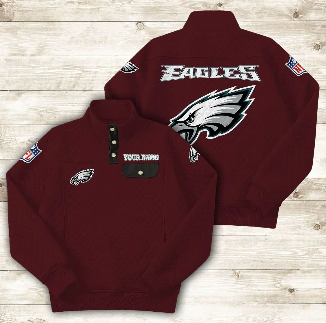 Philadelphia Eagles Button Stand-up Collar Sweatshirt AMCBSCS026 - Image 4