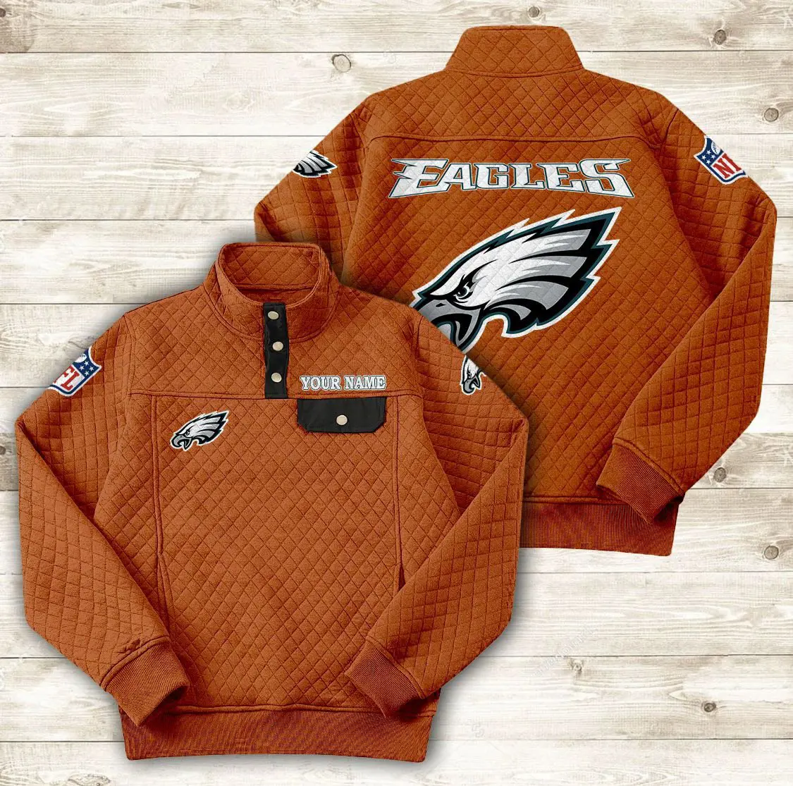 Philadelphia Eagles Button Stand-up Collar Sweatshirt AMCBSCS026 - Image 5