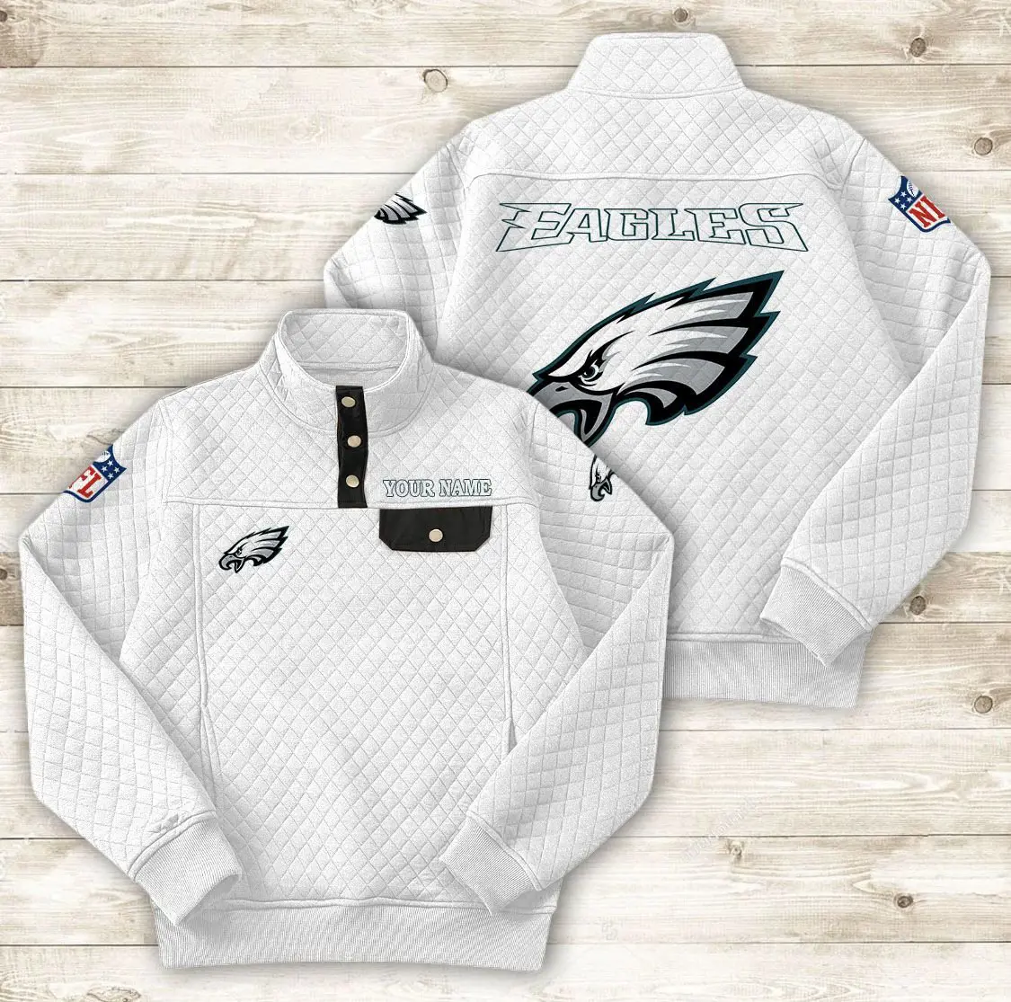 Philadelphia Eagles Button Stand-up Collar Sweatshirt AMCBSCS026 - Image 6