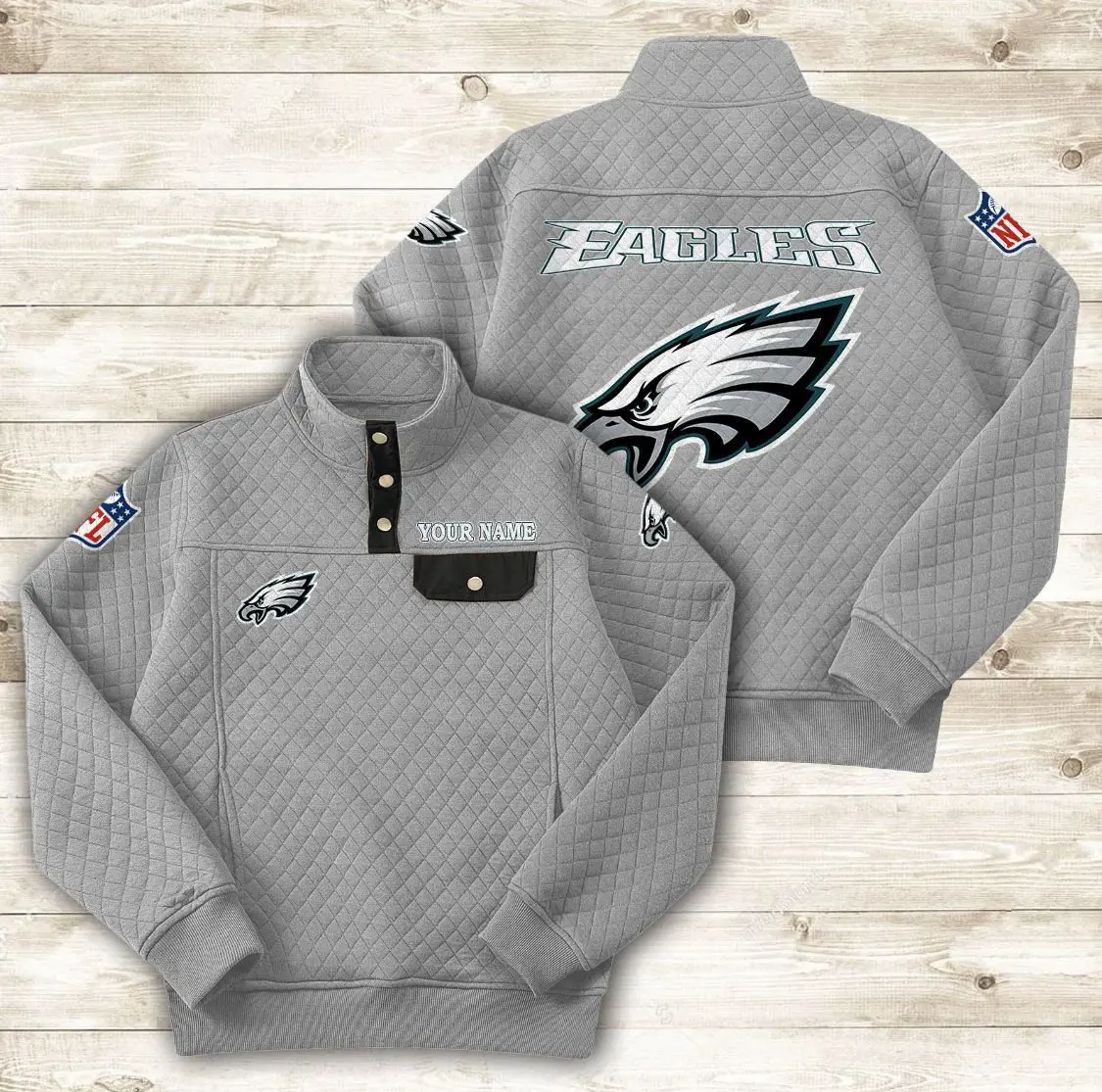 Philadelphia Eagles Button Stand-up Collar Sweatshirt AMCBSCS026 - Image 7