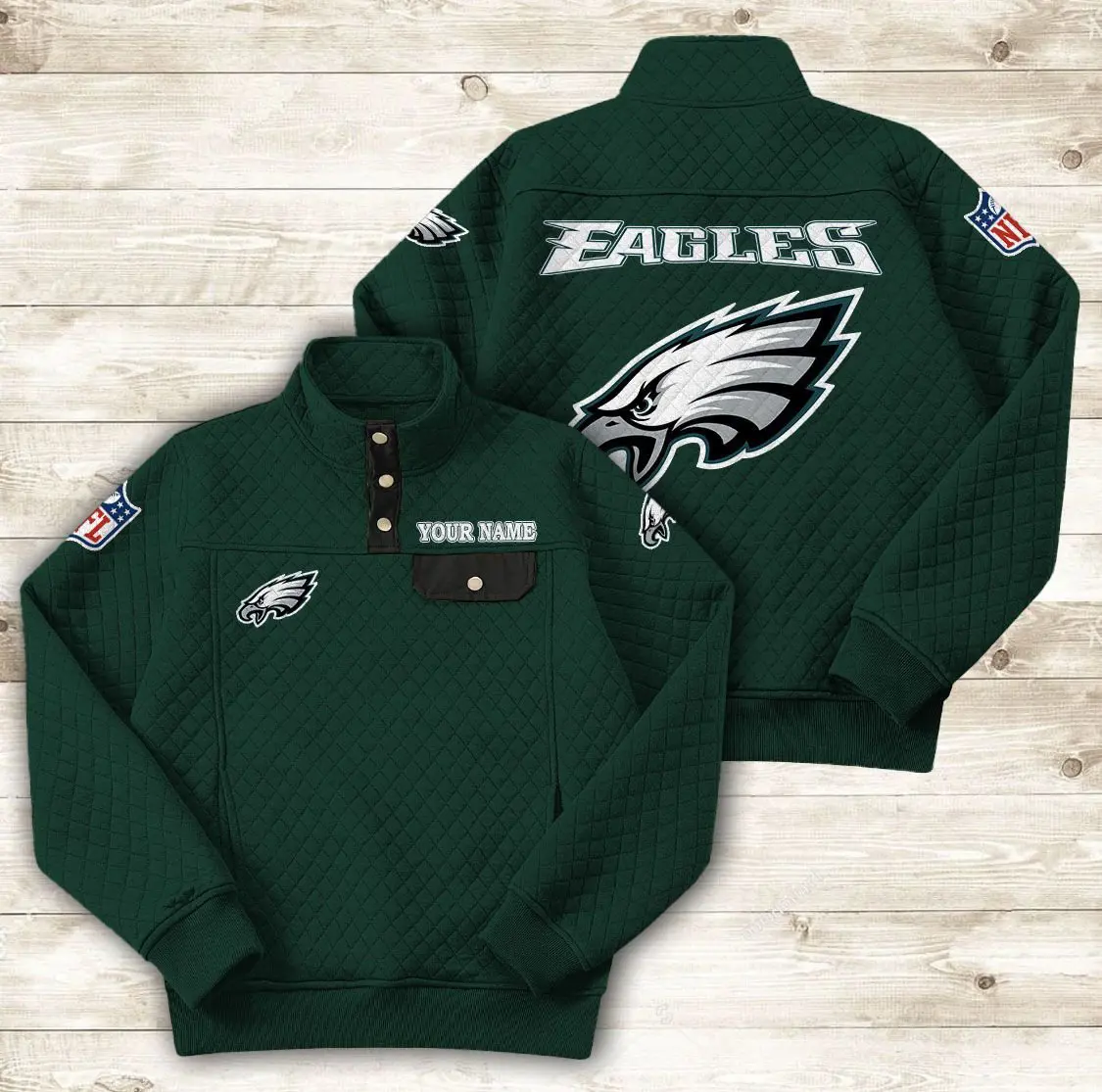 Philadelphia Eagles Button Stand-up Collar Sweatshirt AMCBSCS026