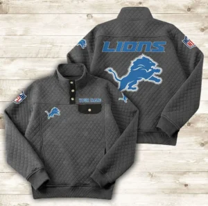 Detroit Lions Button Stand-up Collar Sweatshirt AMCBSCS011
