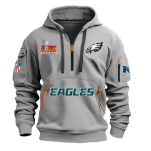 Philadelphia Eagles Super Bowl LIX Champions Quarter Zip Hoodie AMCQZH000151