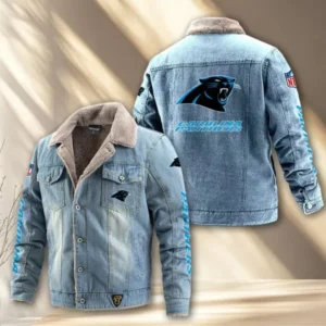 Carolina Panthers Fleece Lined Denim Jacket AMCFDJK005