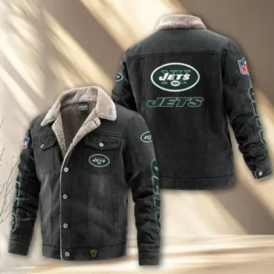 New York Jets Fleece Lined Denim Jacket AMCFDJK024