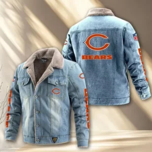 Chicago Bears Fleece Lined Denim Jacket AMCFDJK006