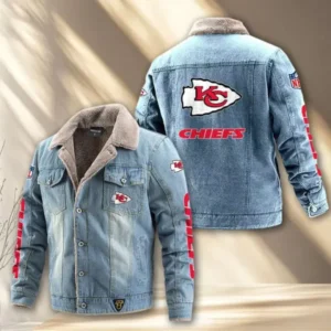 Kansas City Chiefs Fleece Lined Denim Jacket AMCFDJK016