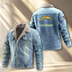 Los Angeles Chargers Fleece Lined Denim Jacket AMCFDJK018