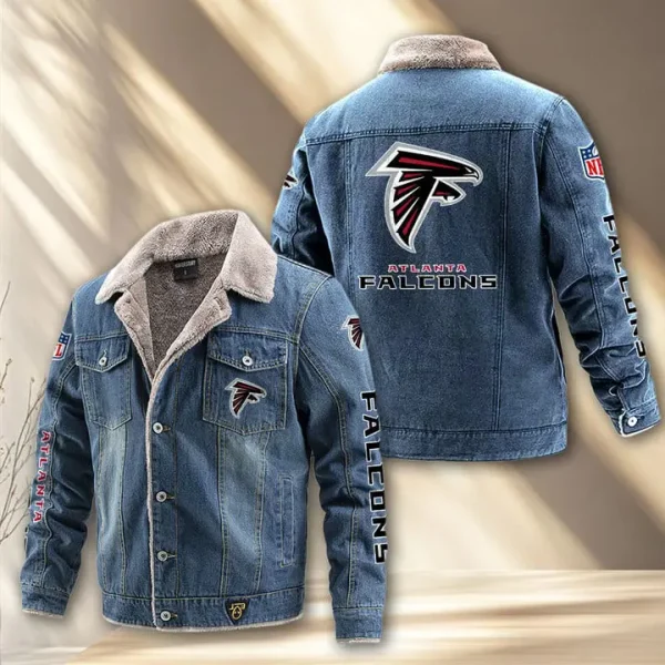 Atlanta Falcons Fleece Lined Denim Jacket AMCFDJK002 - Image 2