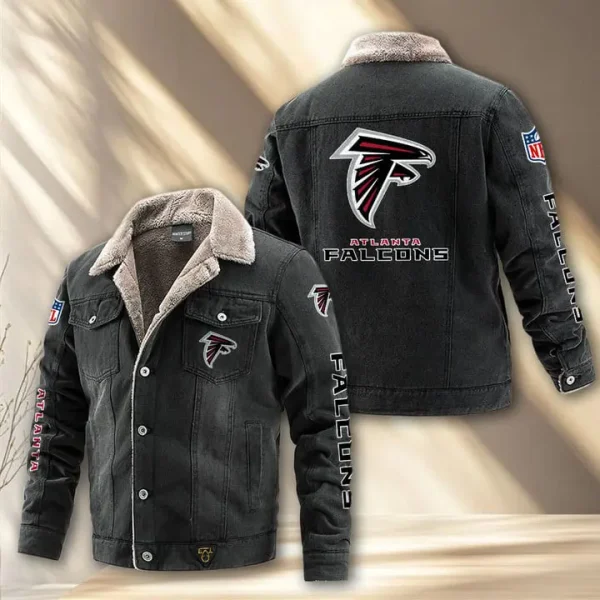 Atlanta Falcons Fleece Lined Denim Jacket AMCFDJK002