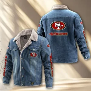 San Francisco 49ers Fleece Lined Denim Jacket AMCFDJK027
