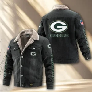 Green Bay Packers Fleece Lined Denim Jacket AMCFDJK012