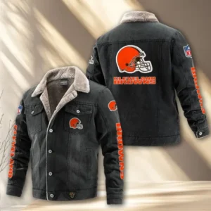 Cleveland Browns Fleece Lined Denim Jacket AMCFDJK008