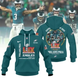 Philadelphia Eagles Super Bowl LIX Champions White Combo Hoodie and Sweatpants AMCHDSW00058
