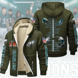 Philadelphia Eagles Super Bowl LIX Champions Zip-Up Velvet Jacket AMCZUVJK000048