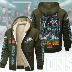 Philadelphia Eagles Super Bowl LIX Champions Zip-Up Velvet Jacket AMCZUVJK000047