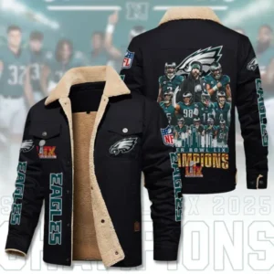 Philadelphia Eagles Super Bowl LIX Champions Winter Fleece Bomber Jacket AMCWFBJ000091