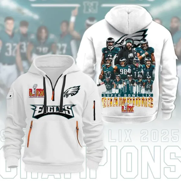 Philadelphia Eagles Super Bowl LIX Champions Quarter Zip Hoodie AMCQZH000149
