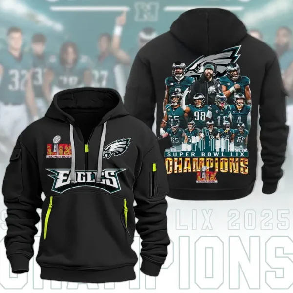 Philadelphia Eagles Super Bowl LIX Champions Quarter Zip Hoodie AMCQZH000149 - Image 3