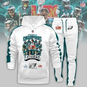Philadelphia Eagles Super Bowl LIX Champions Combo Hoodie and Sweatpants AMCHDSW00055
