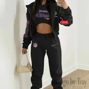 Minnesota Vikings Women’s Outfit Winter Athleisure 3 Piece Set AMCWAL3PS053