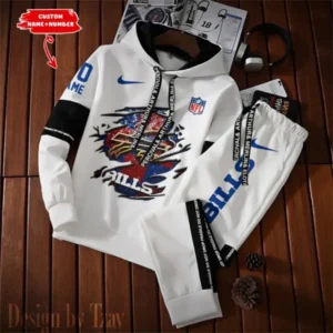 Buffalo Bills New Fashion Casual Sportswear: Stylish Hooded Sweatshirt and Jogger Pants Set for Men AMCCSSW004