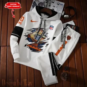 Chicago Bears New Fashion Casual Sportswear: Stylish Hooded Sweatshirt and Jogger Pants Set for Men AMCCSSW006